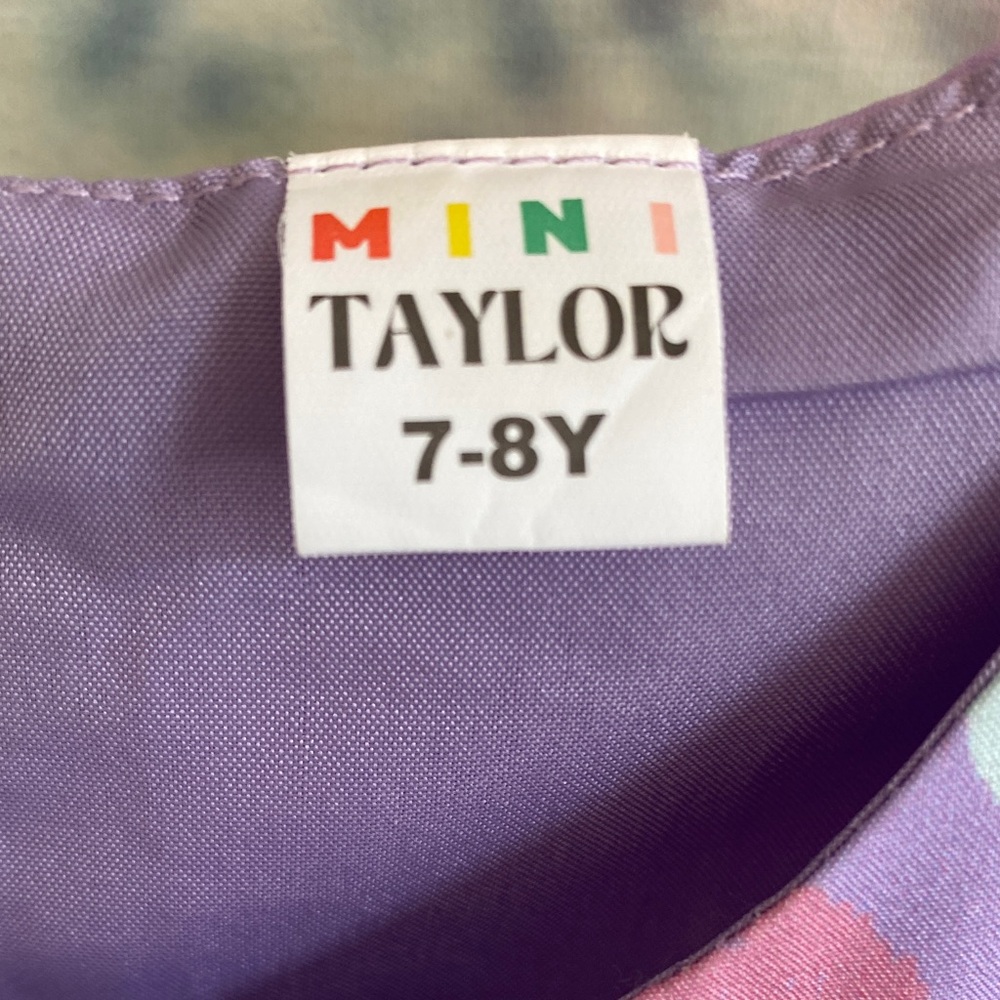 Charming Lavender Kids Dress with Cat Embroidery - Picture 9 of 9